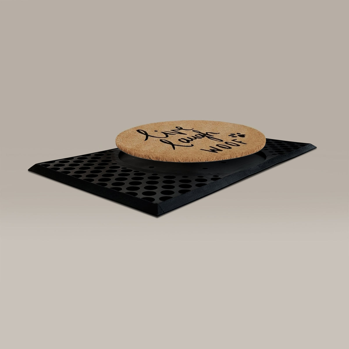 live laugh woof round doormat set | Pet area rug | Tag4MyPet