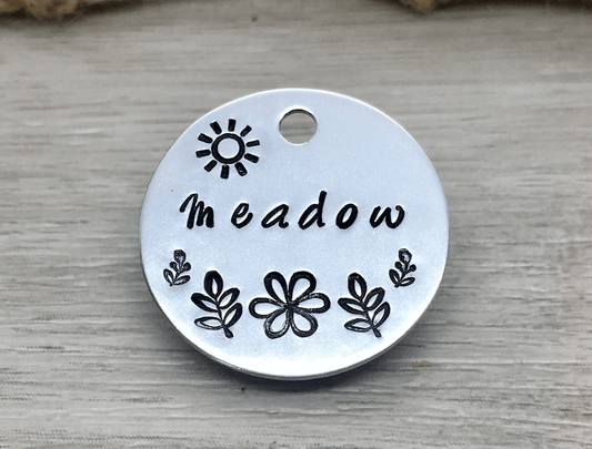 Meadow Tag Silver Handstamped