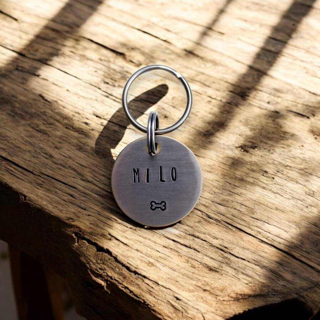 Milo Dog Tag Handstamped Silver