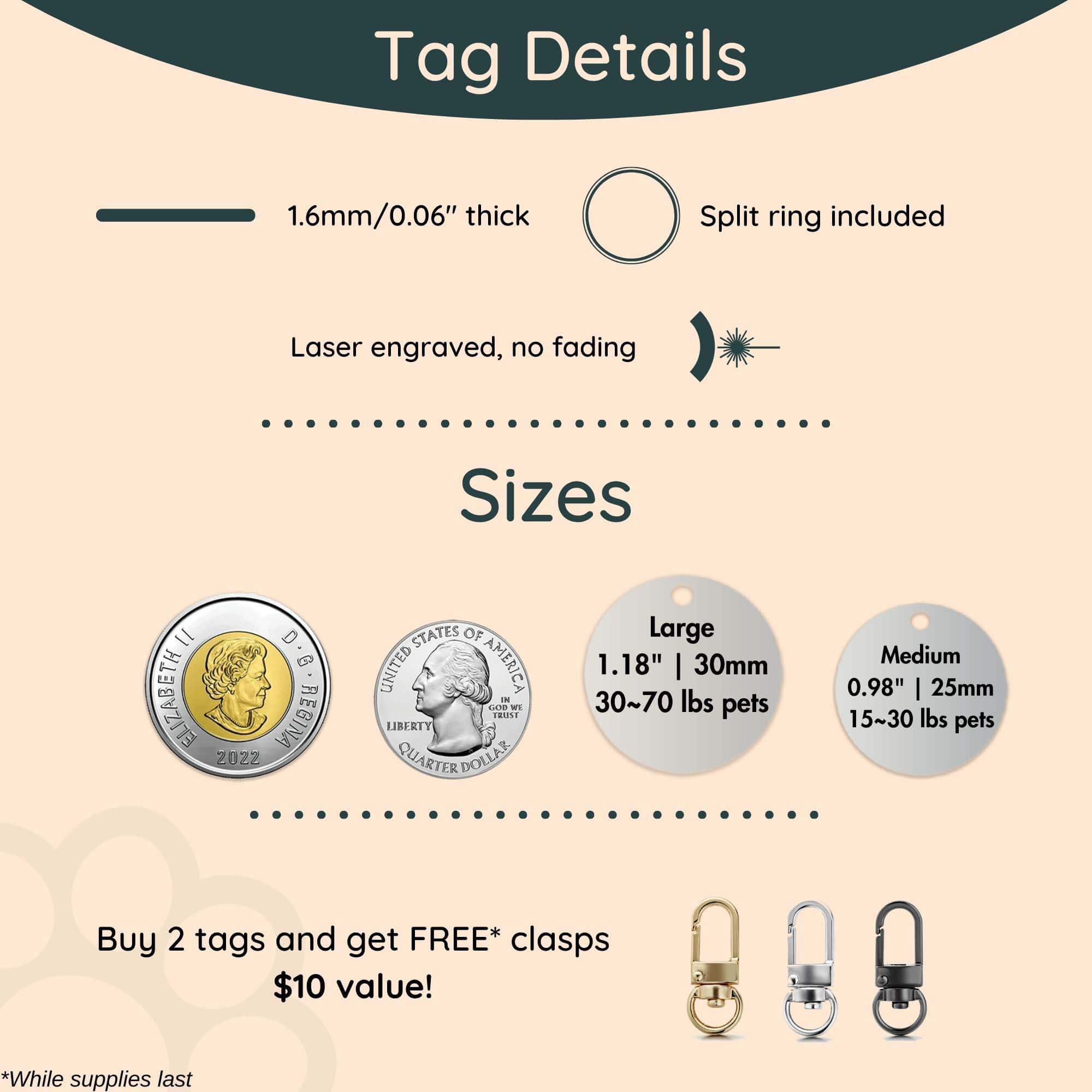 Dog tag size guide