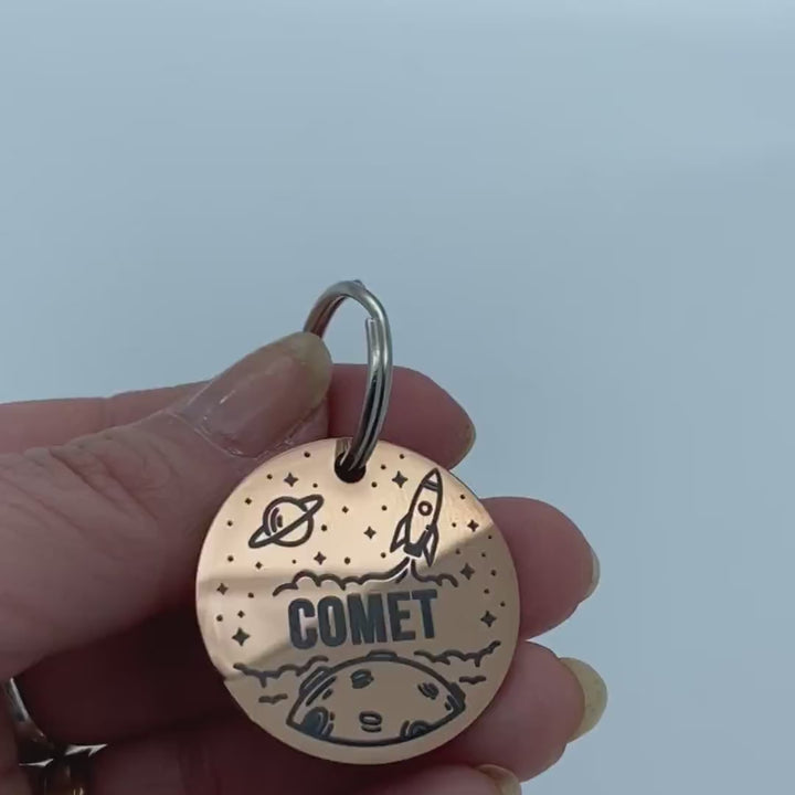 Video of Comet Space Laser Engraved Pet Tag | Tag4MyPet