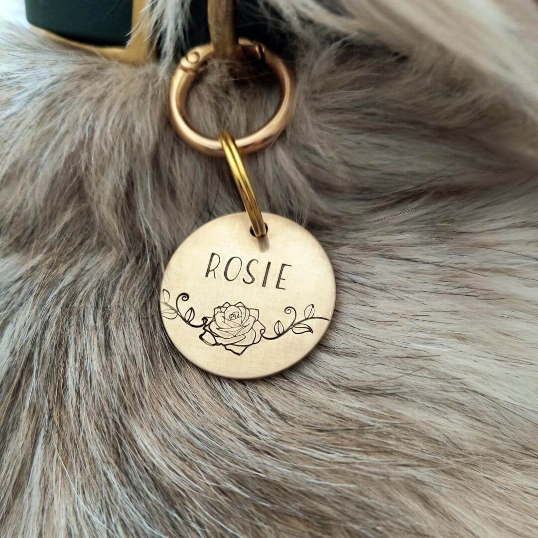 Rosie Tag Handstamped Gold