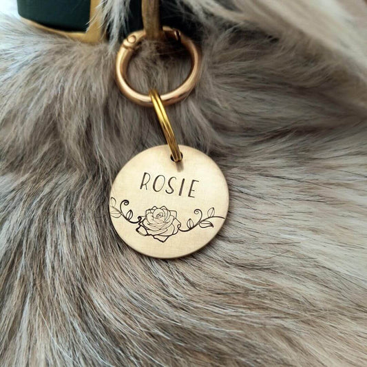 Rosie Tag Handstamped Gold