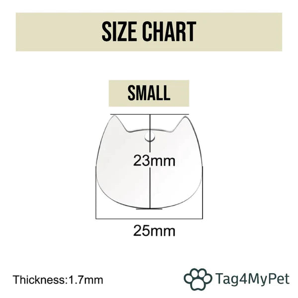 Cat Shaped Cat Tag Size Guide