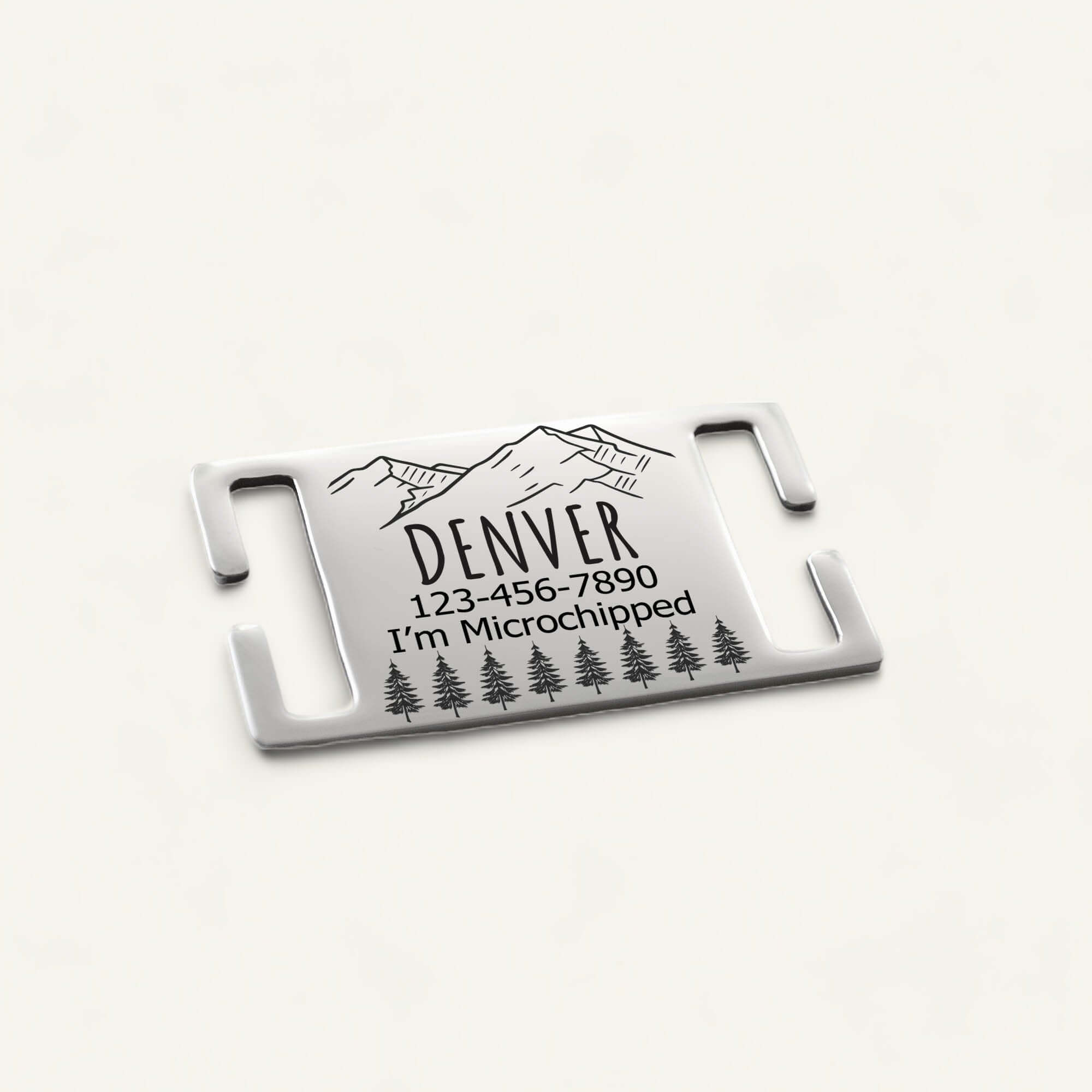 Slide-On Dog Tag Silver with Mountains Theme 