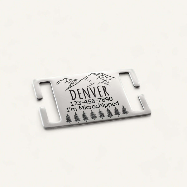 Slide-On Dog Tag Silver with Mountains Theme 