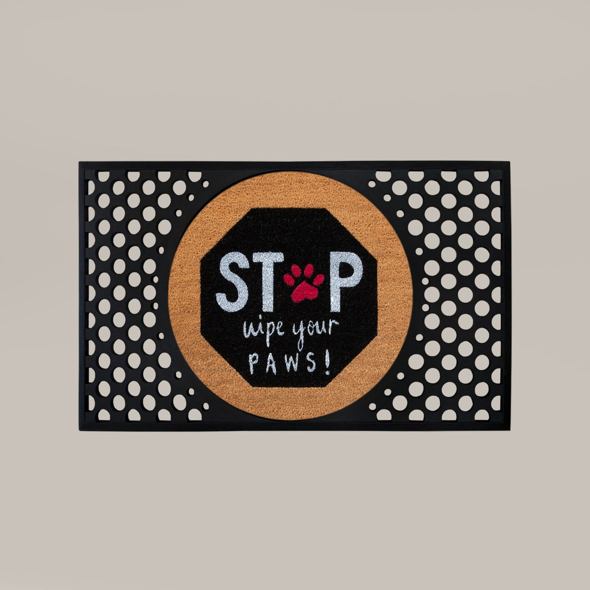 stop, wyps round doormat set | Dog doormat funny | Tag4MyPet