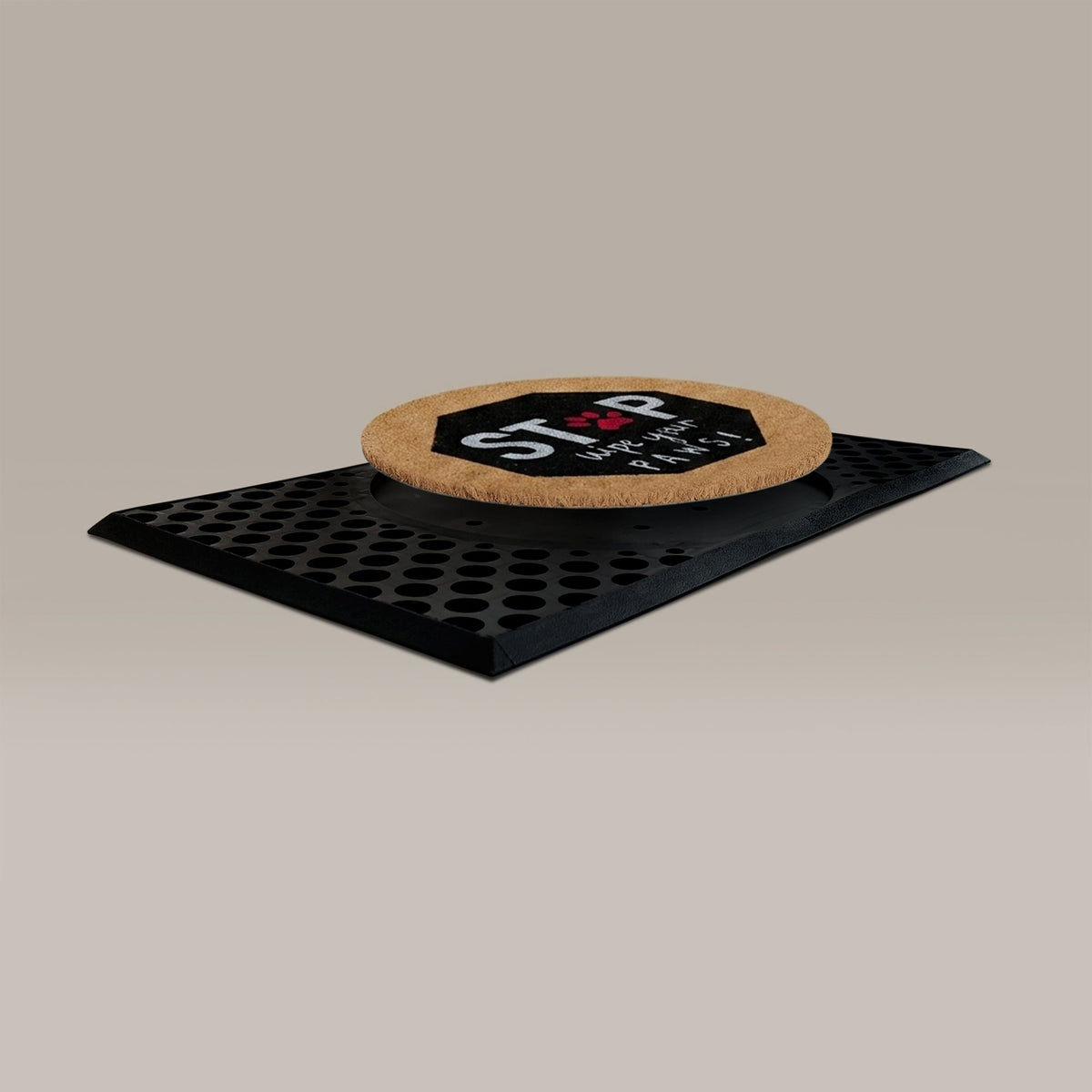 stop, wyps round doormat set | Dog doormat funny | Tag4MyPet