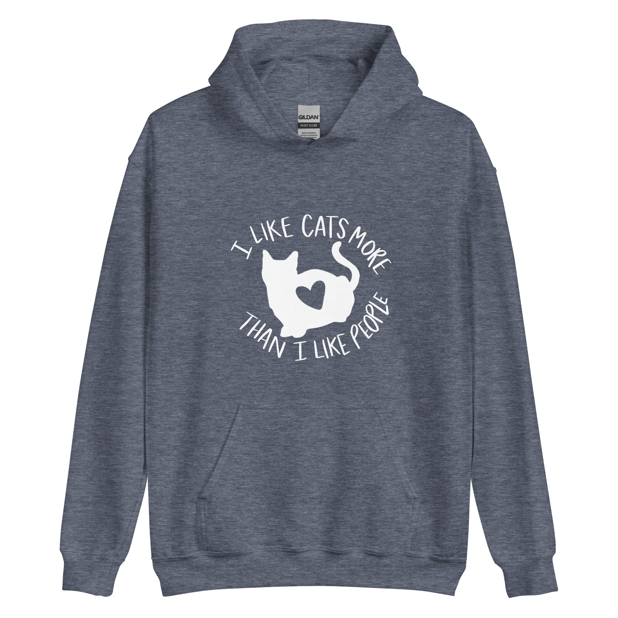 Grey hoodie with a cat with a heart on front