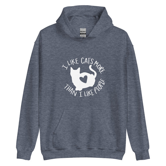 Grey hoodie with a cat with a heart on front