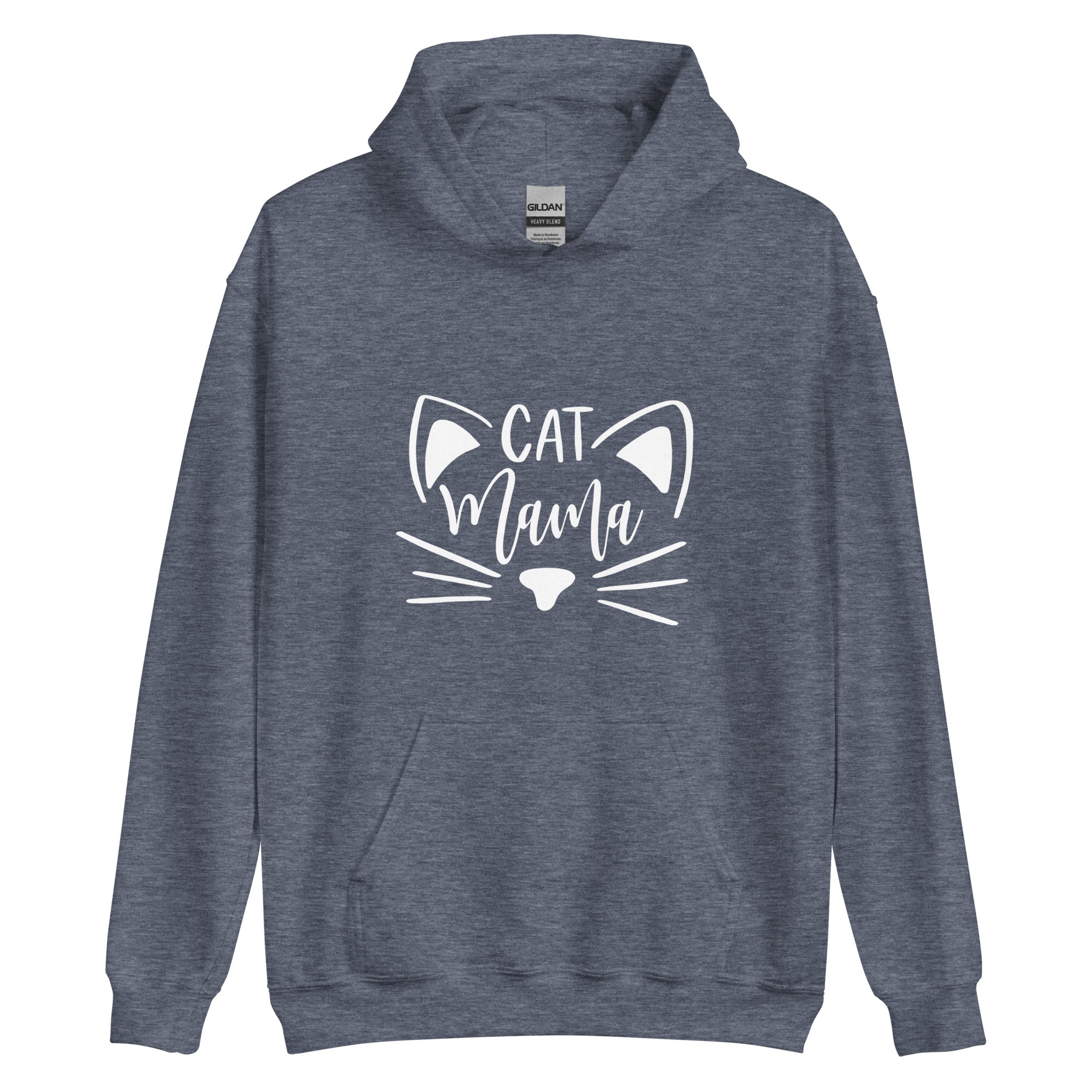 Grey hoodie with "Cat mama" and cat face outline