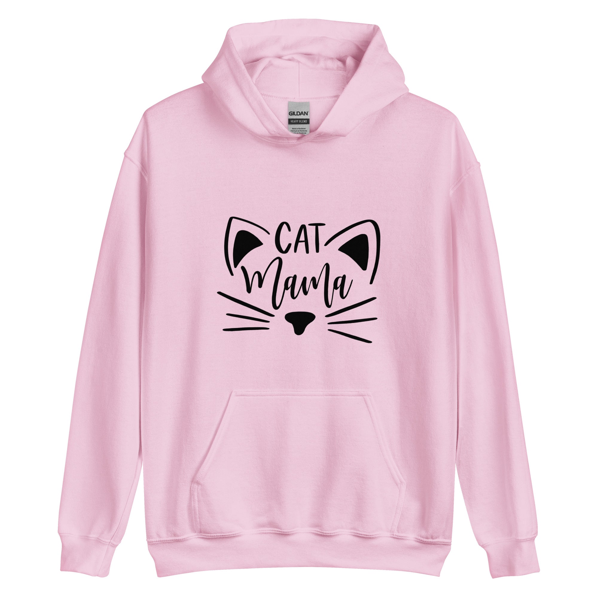 Pink hoodie with "Cat mama" and cat face outline