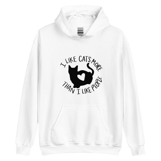 White hoodie with a cat with a heart on front