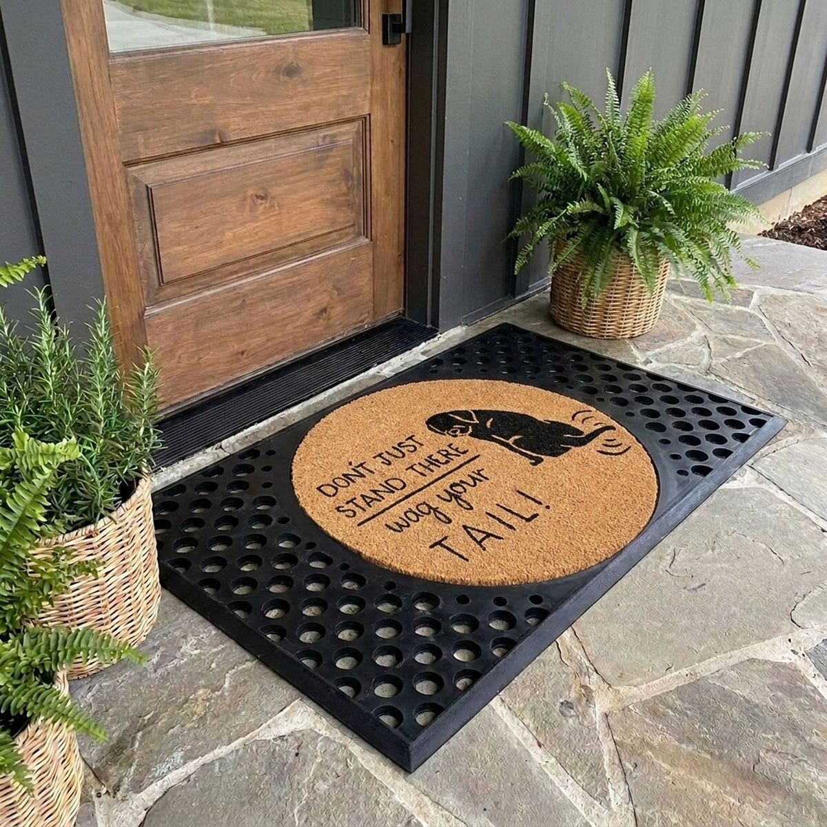 wag your tail round doormat set | Dog area | Tag4MyPet