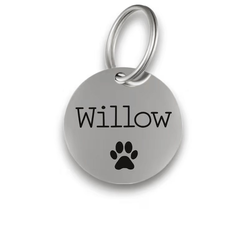 Willow Paw Design Laser Engraved Silver