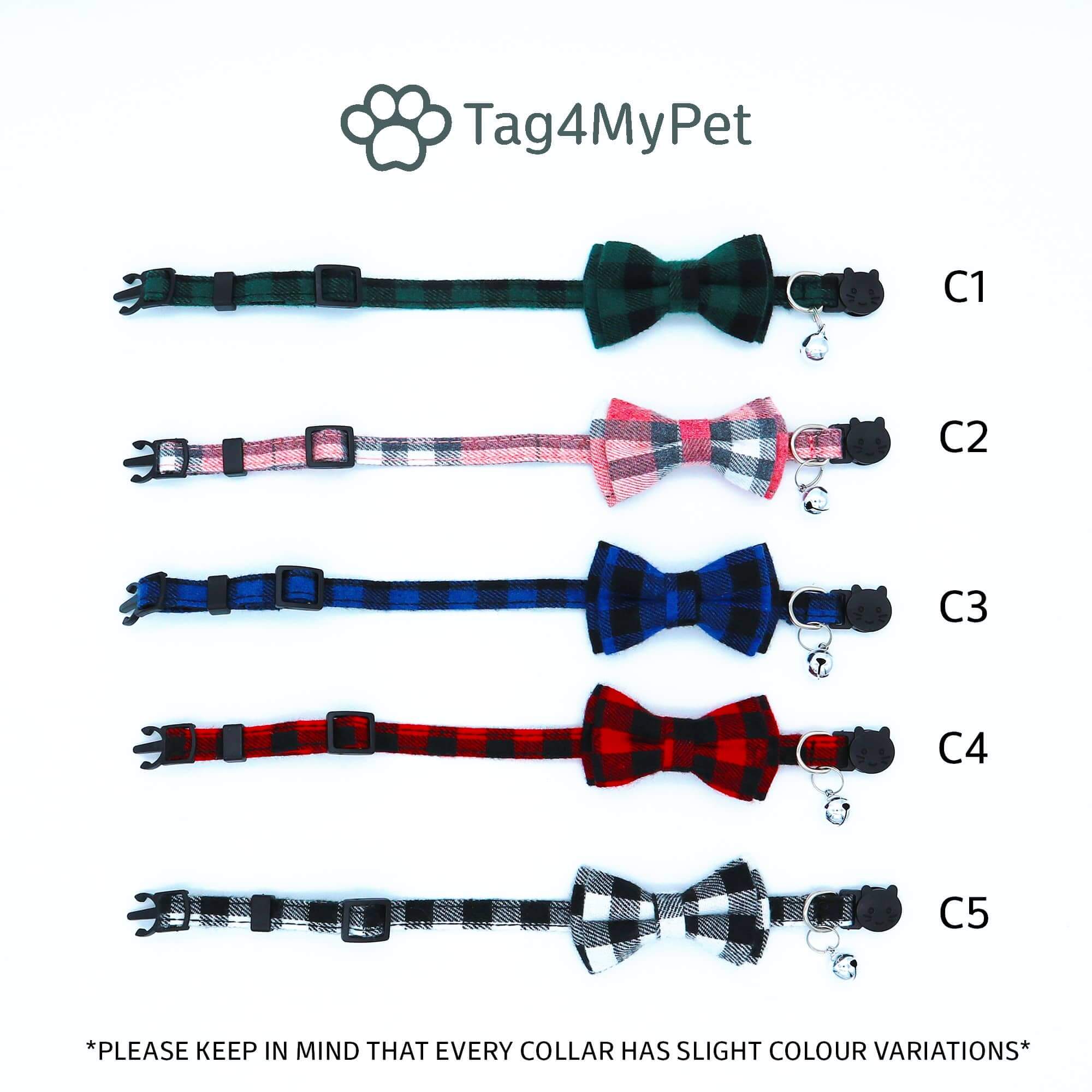Cat Bow Tie Collar Colours | Tag4MyPet