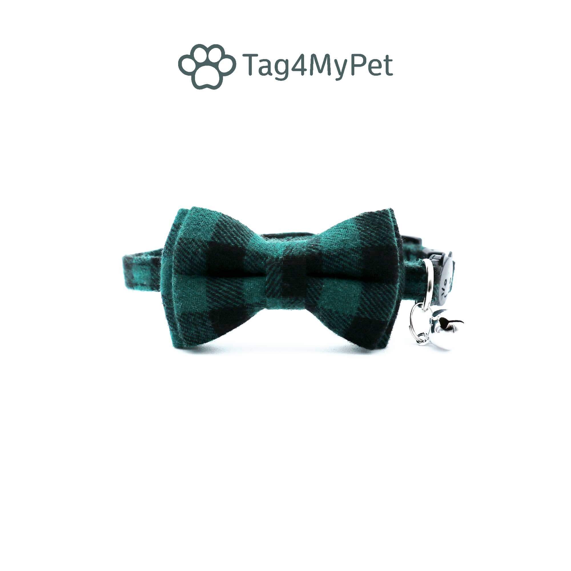 Cat Bow Tie Collar in Green | Tag4MyPet