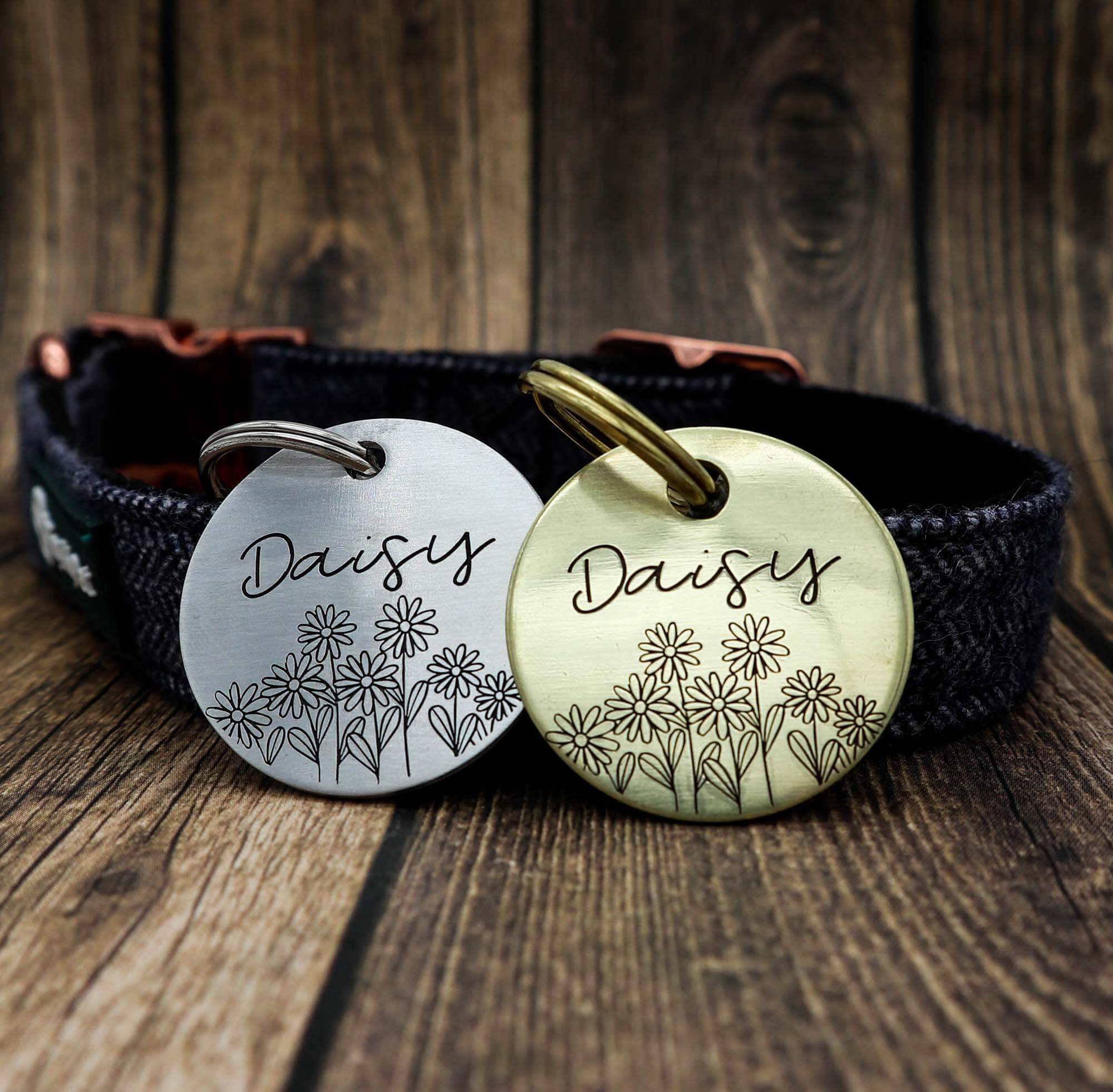 Dog Tag Flower Collar