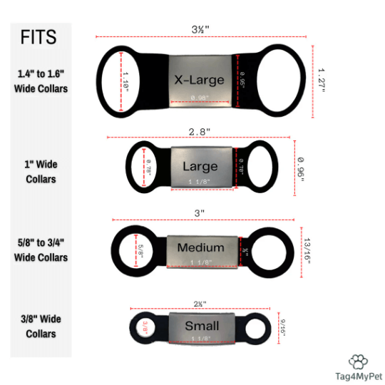 Silicone Slide On Dog Tags Size Guide