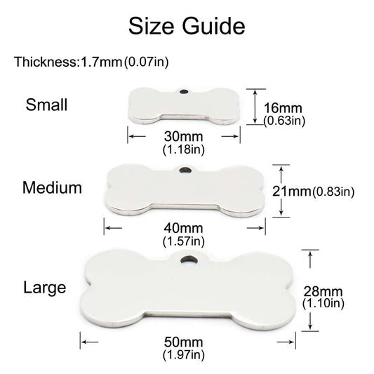 Dog ID Tags for Pets Size Guide